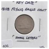 1858 FLYING EAGLE CENT, SMALL LETTERS, "KEY DATE"