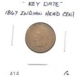 1867 INDIAN HEAD CENT, "KEY DATE"