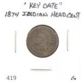 1874 INDIAN HEAD CENT, "KEY DATE"