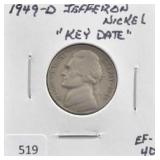 1949-D JEFFERSON NICKEL, "KEY DATE"