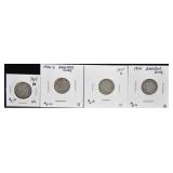 4 BARBER CIMES (1916-S, 1907, 1914, 1914-D)