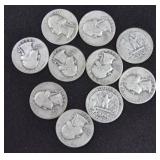SILVER WASHINGTON QUARTERS (BAG OF 10 COINS)