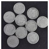 LIBERTY HEAD NICKELS (BAG OF 10 COINS)