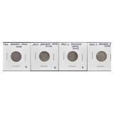 4 BARBER DIMES (1900, 1907, 1905-S (2))