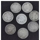 8 BARBER DIMES (1916, 1901, 1906-D, 1911, 1914-D,