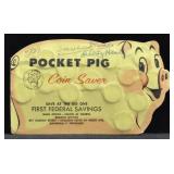 POCKET PIG COIN SAVER WITH 28 LIBERTY HEAD DIMES