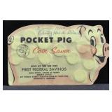 POCKET PIG COIN SAVER WITH 30 LIBERTY DIMES