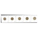 LINCOLN CENTS (1910, 1911, 1913, 1914, 1916)