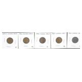 LINCOLN CENTS (1919-S, 1920, 1923, 1924, 1925)