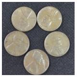 5 LINCOLN WHEAT EAR CENTS (1940