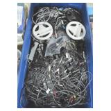 TOTE FULL OF CORDS, WIRES, CONTROLLERS, ETC.