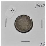 1900 BARBER DIME XF