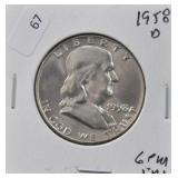 1958 D FRANKLIN HALF DOLLAR GEM FBL