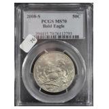 2008 S PCGS MS70 BALD EAGLE HALF DOLLAR