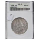 1938 ARKANSAS HALF DOLLAR ANAX MS62