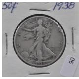1938 WALKING HALD DOLLAR VF