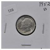 1952 D ROOSEVELT DIME GEM