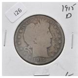 1915 D BARBER HALF DOLLAR G