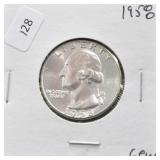1958 WASHINGTON QUARTER GEM
