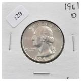 1961 D WASHINGTON QUARTER GEM