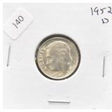 1952 D ROOSEVELT DIME GEM