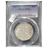 1937 WALKING HALF DOLLAR PCGS MS65