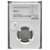 1883 NGC MS61 V NICKEL