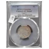 1913 D TYPE 2 BUFFALO NICKEL PCGS AU