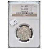 1929 NGC MS64 FULL HEAD STANDING QUARTER