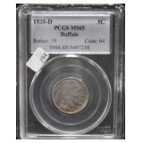 1938 D BUFFALO NICKEL PCGS MS65