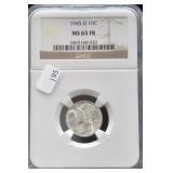 1945 D PCGS MS65 FULL BANDS MERCURY DIME