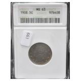 1908 V NICKEL ANAX MS 63
