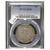 1929 D WALKING HALF PCGS XF 45 RARE GRADE