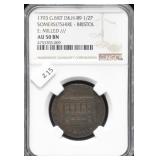 1793 G BRIT NGC AU50 HALF PENNY