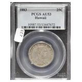 1883 HAWAII QUARTER PCGS AU53 RARE