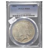 1934 PEACE DOLLAR PCGS MS64