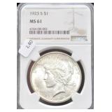 1923 S PEACE DOLLAR NGC MS61