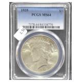 1935 PEACE DOLLAR PCGS MS64