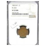 1869/69 NGC VF25 INDIAN HEAD CENT VERY RARE