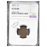 1872 NGC XF40 INDIAN HEAD CENT RARE DATE