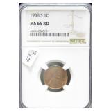 1938 S NGC MS65 RD LINCOLN