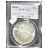 1881 S MORGAN DOLLAR PCGS MS65