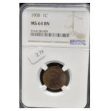 1908 NGC MS64BN INDIAN HEAD CENT