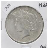 1922 PEACE DOLLAR AU