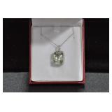 7.02 CT. GREEN AMETHYST AND DIAMOND ESTATE STYLE