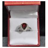 PEAR CUT RUBY EVENING RING