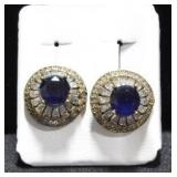 ROUND CUT SAPPHIRE ESTATE TYPE EARRINGS