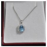 OVAL CUT BLUE TOPAZ DINNER NECKLACE