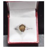 PEAR CUT SMOKEY CITRINE DINNER RING