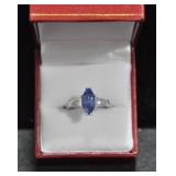 MARQUIS CUT TANZANITE ESTATE STYLE RING